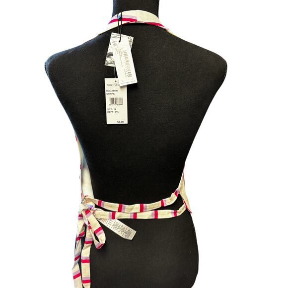 Nasty Gal NWT Premium Striped Linen Tailored Halter Vest Sz 14 Backless Cropped - Picture 5 of 8